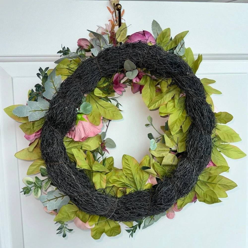 New Pink Burgundy Peony Rose Floral Wreath Door Hanging Spring Shabby Chic Glam